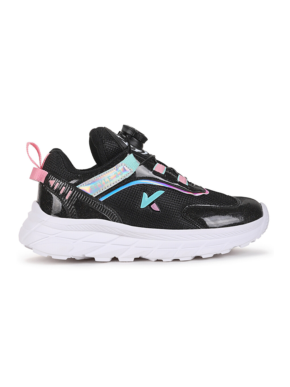 Siyah Lace Bağcık Mekanizmalı Kız Çocuk Spor Ayakkabı-3