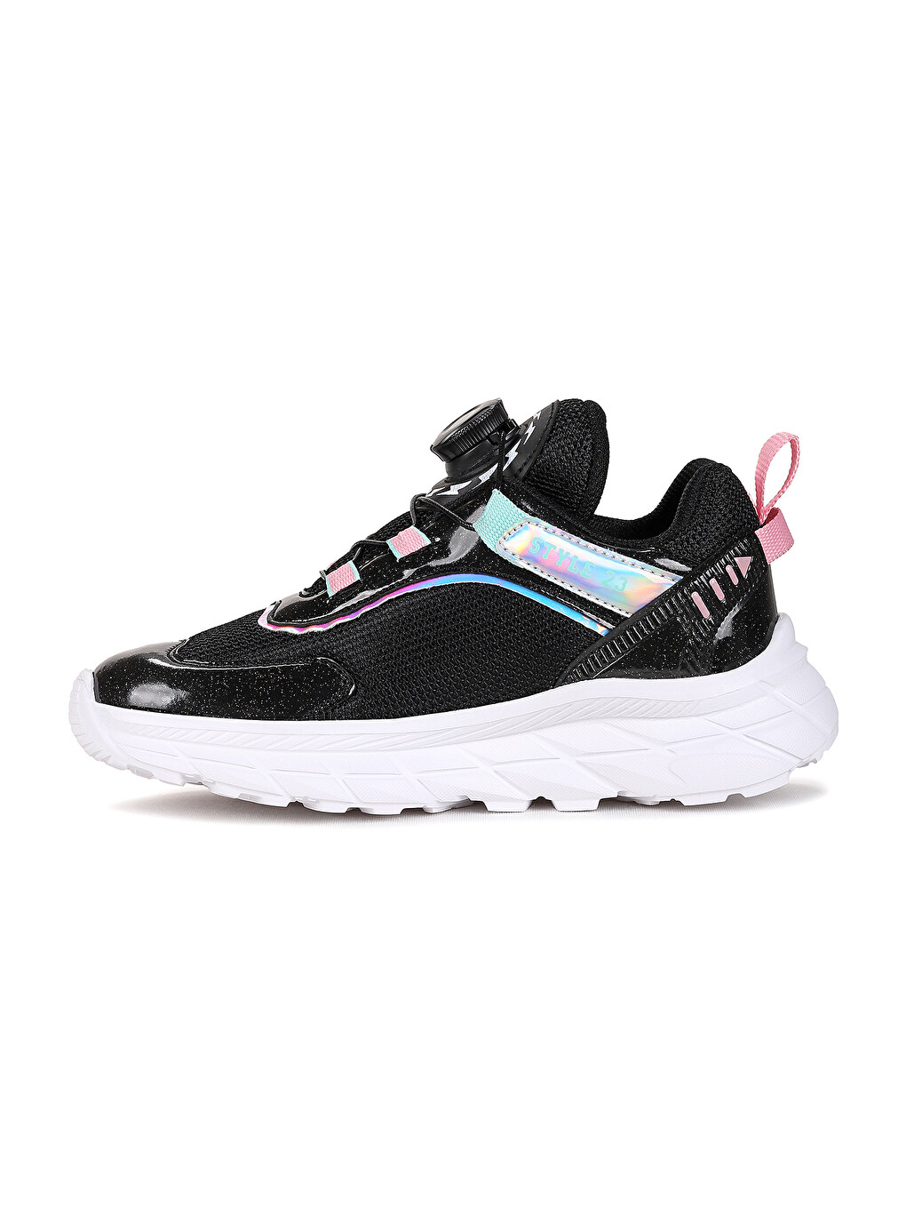 Siyah Lace Bağcık Mekanizmalı Kız Çocuk Spor Ayakkabı-5