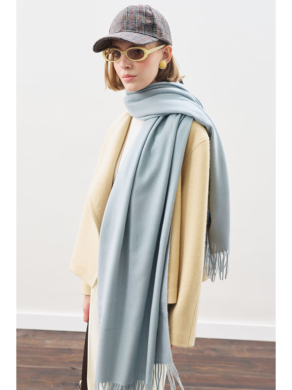 Kaşmir Dokulu Şal Mavi-1