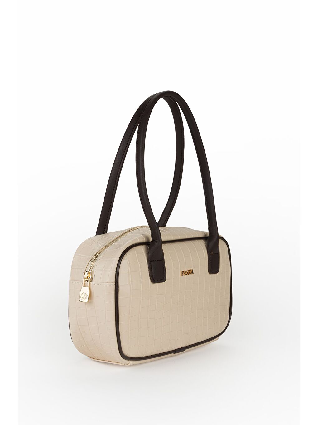 Bej Kadın Croco Desen El ve Omuz Çantası-1