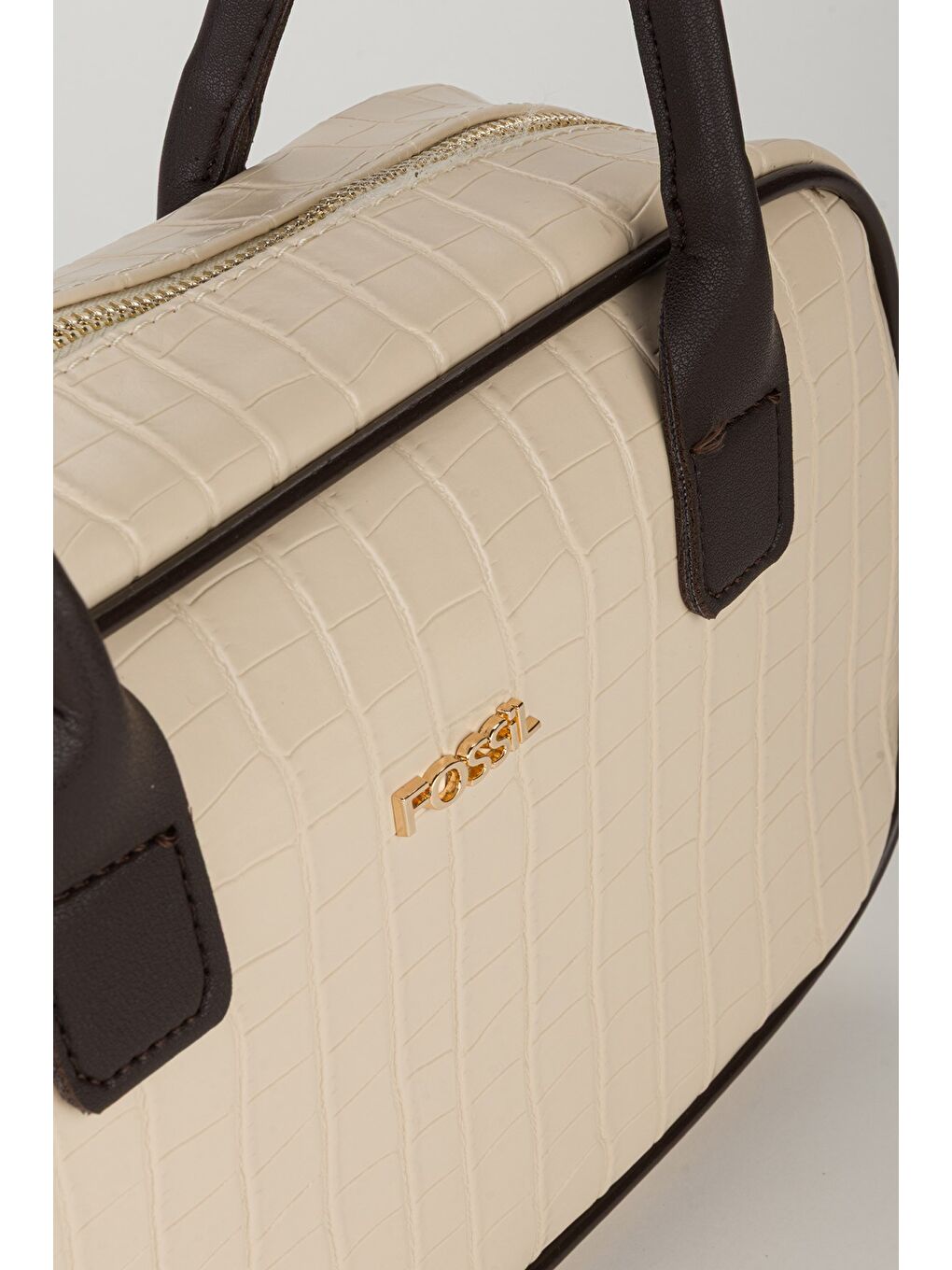 Bej Kadın Croco Desen El ve Omuz Çantası-2