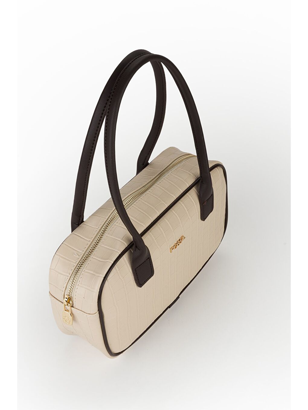 Bej Kadın Croco Desen El ve Omuz Çantası-3