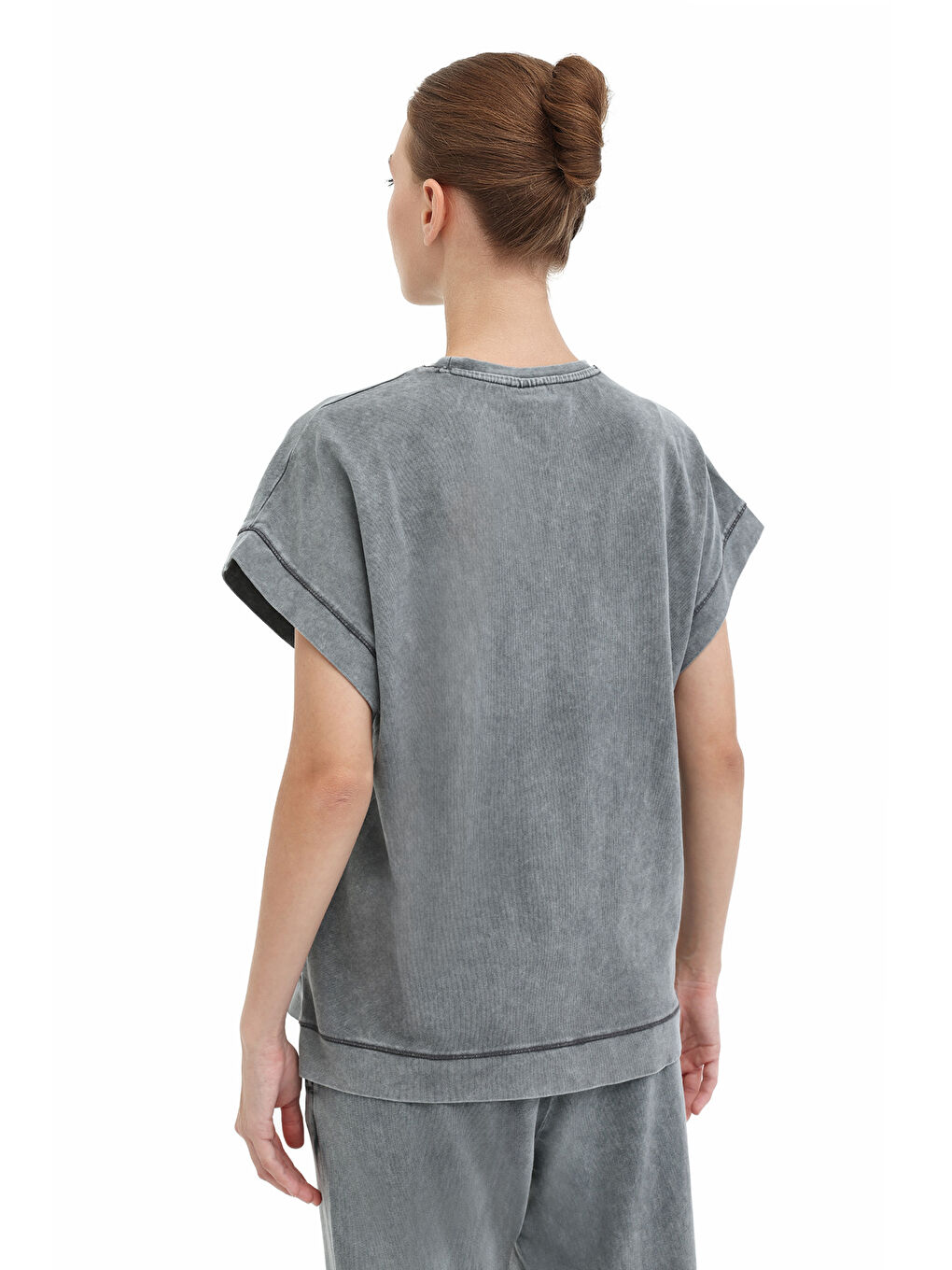 WL ELSE 11SY783 5FX Gri Kadın Kısa Kol T-Shirt-1