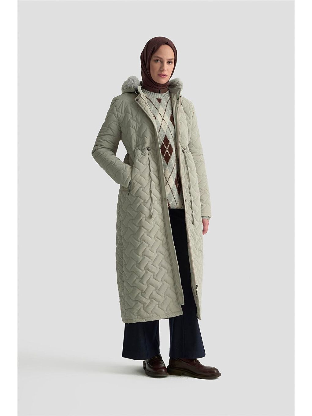 Bej Kürklü Kapitone Kaban 25Kd2501 Taş