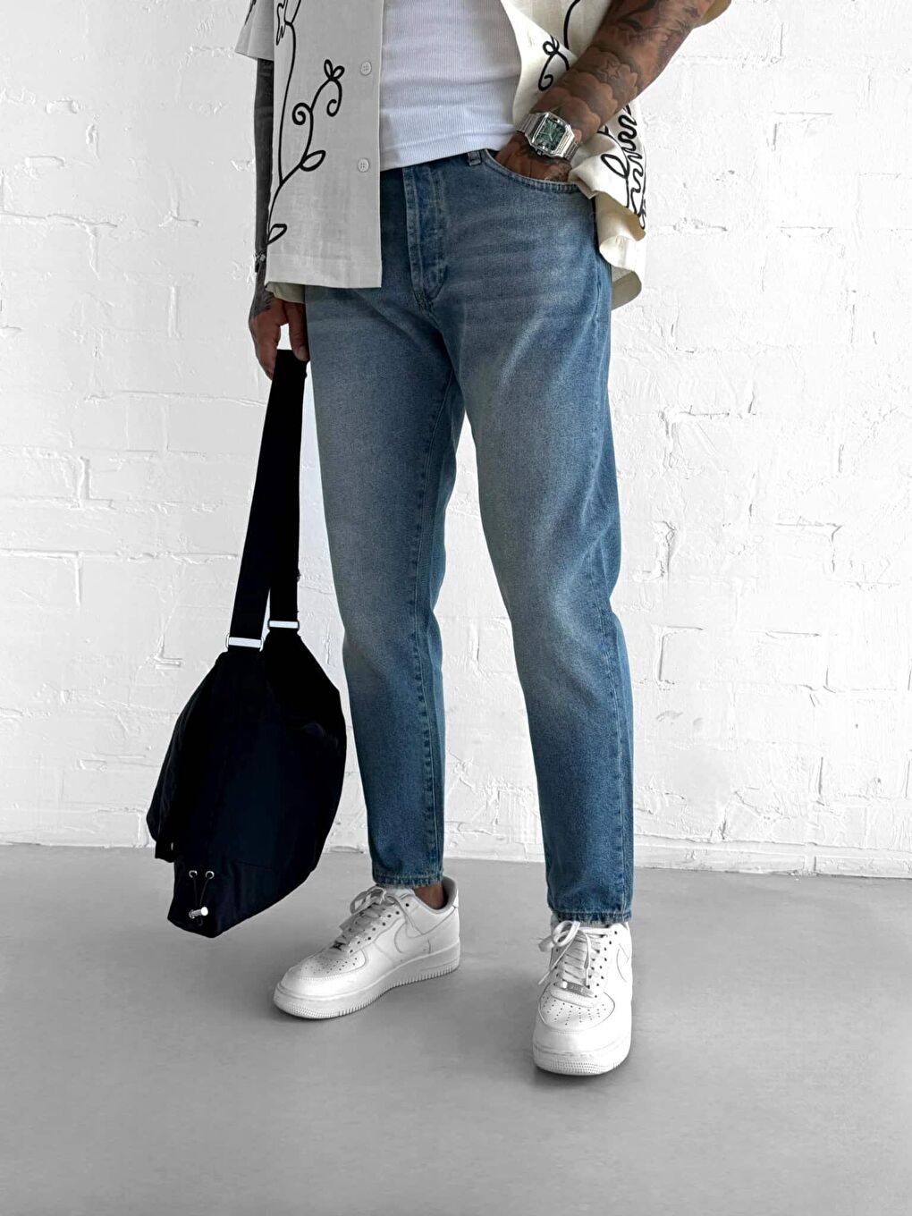 Erkek Boyfriend %100 Pamuk Jean Pantolon Mavi-2