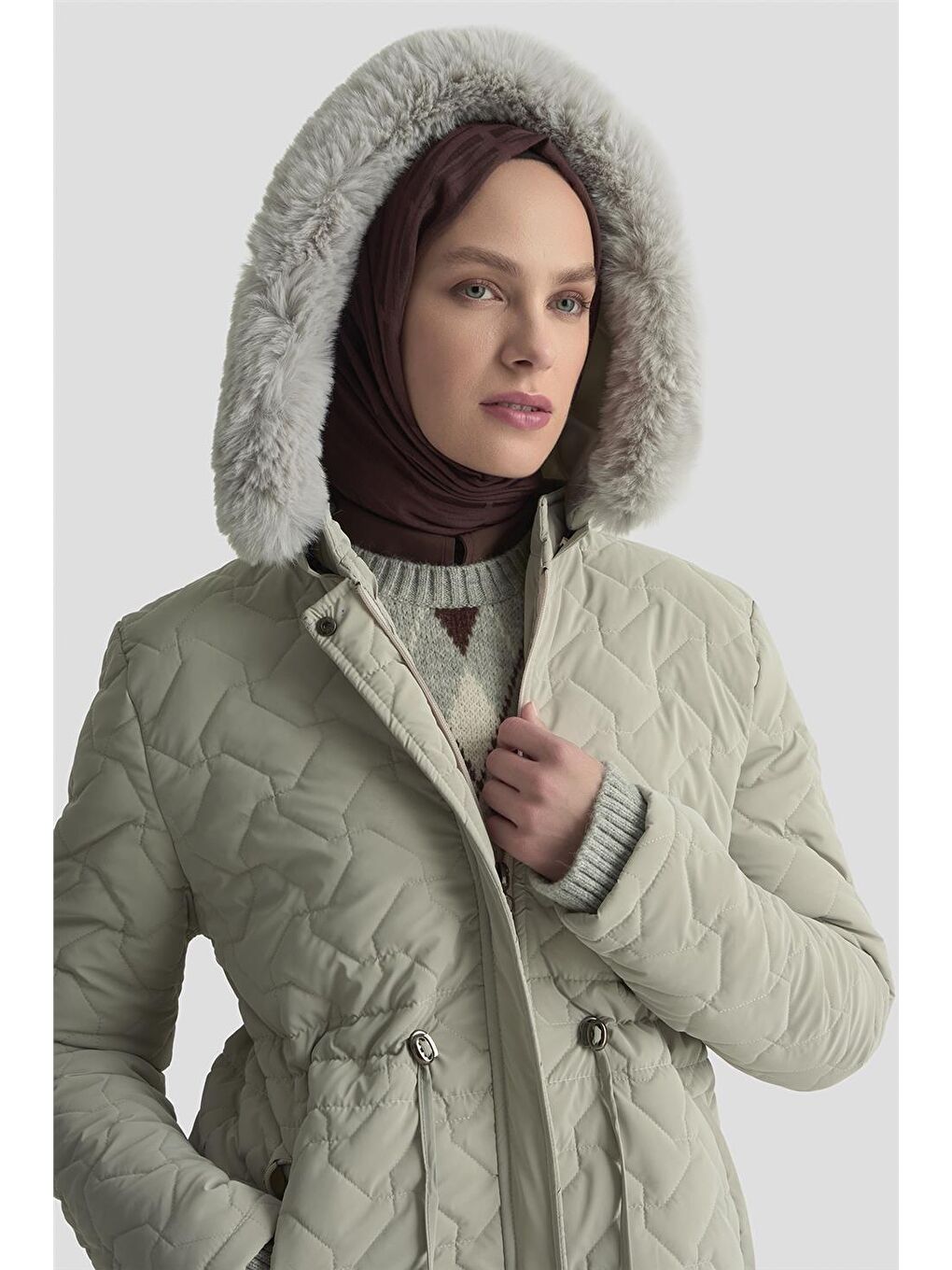 Bej Kürklü Kapitone Kaban 25Kd2501 Taş-1