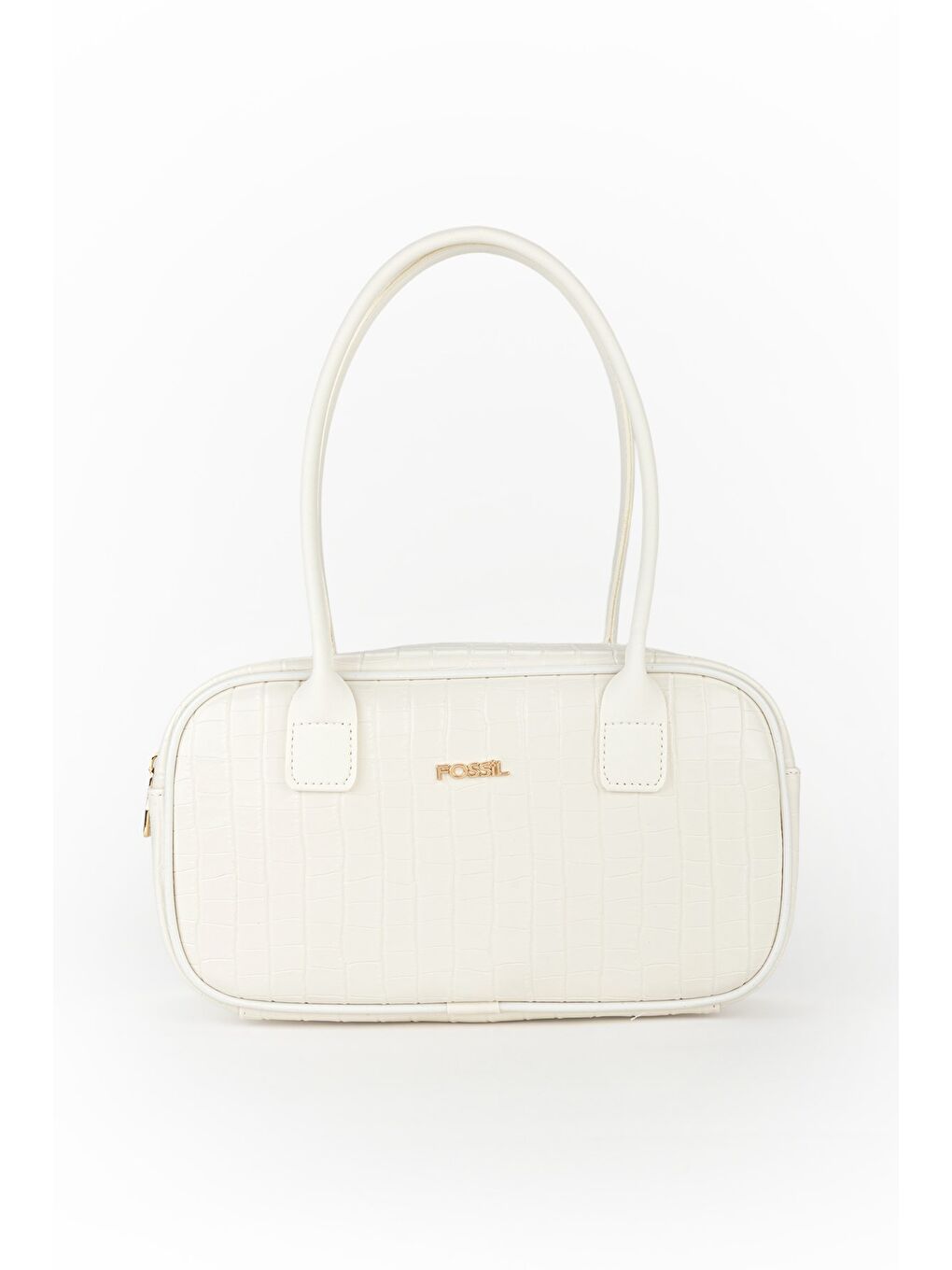 Beyaz Kadın Croco Desen El ve Omuz Çantası