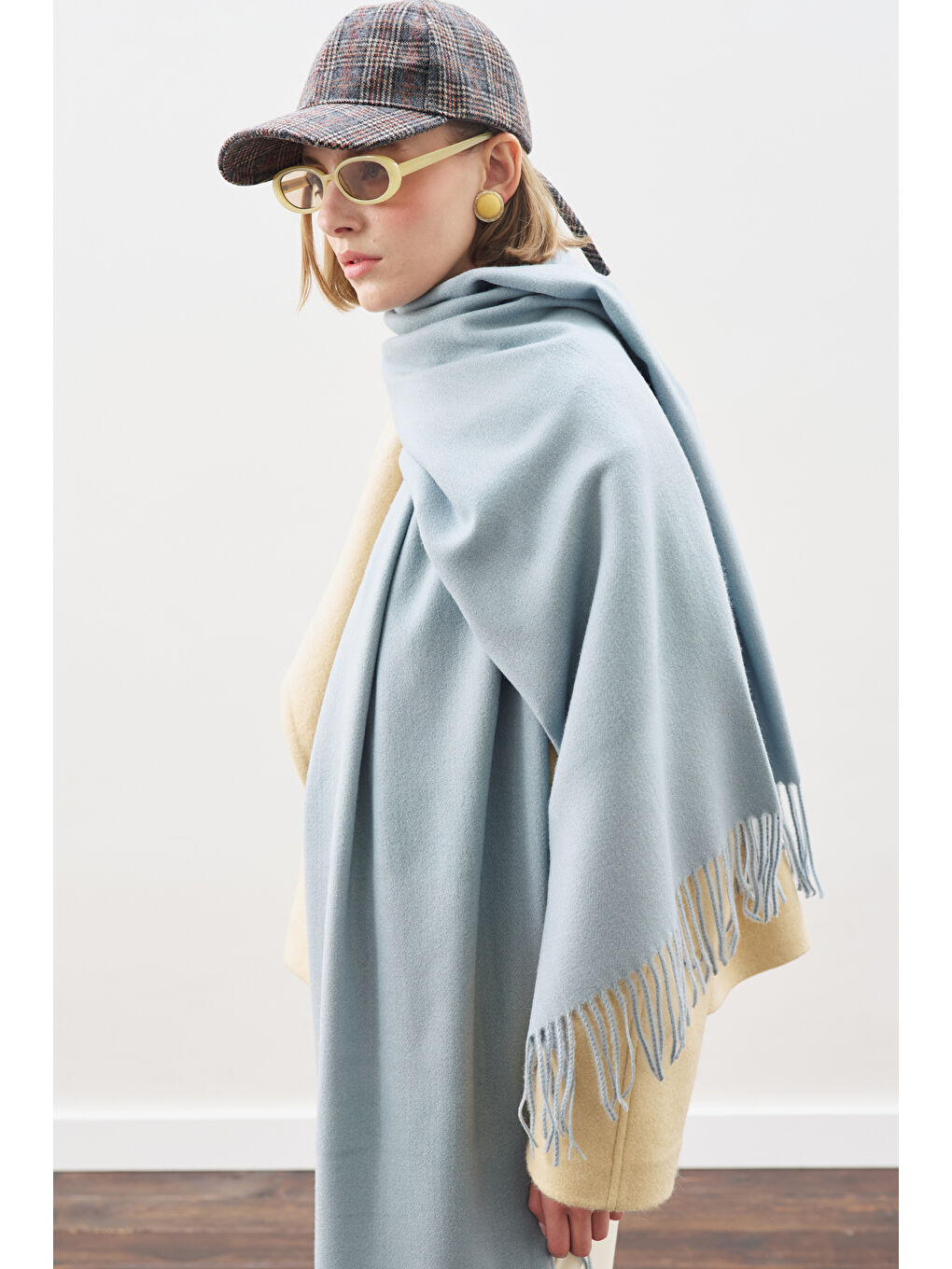 Kaşmir Dokulu Şal Mavi-3