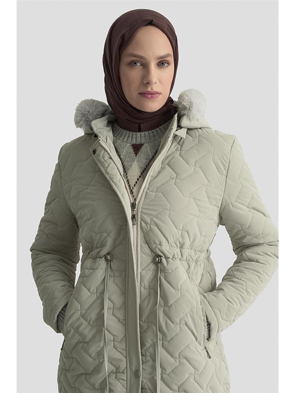 Bej Kürklü Kapitone Kaban 25Kd2501 Taş-3