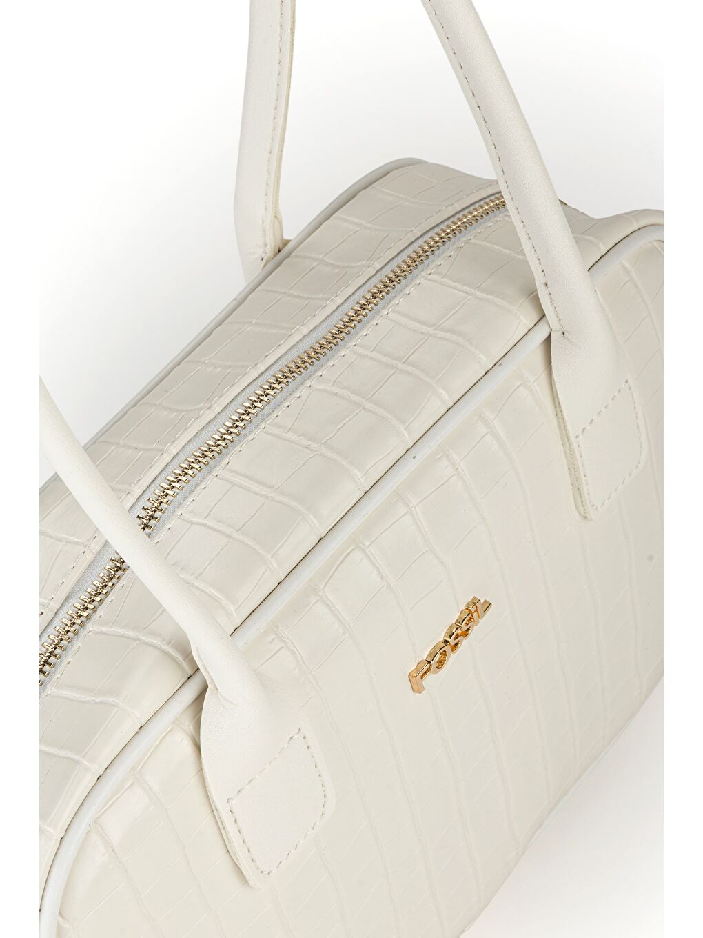 Beyaz Kadın Croco Desen El ve Omuz Çantası-3
