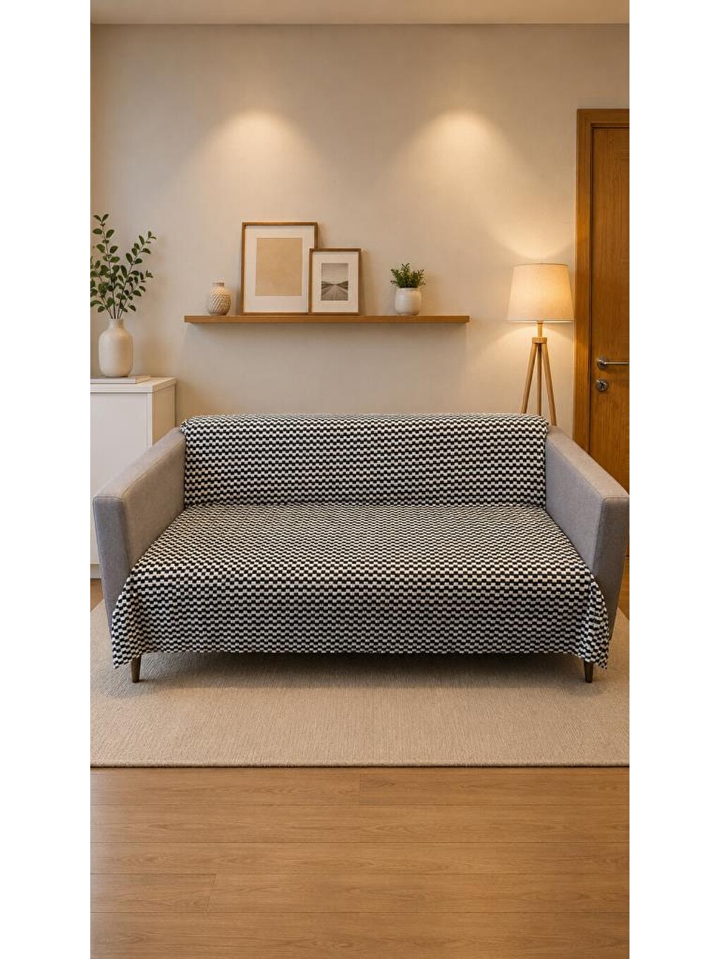 Wood Pelüş Kaymaz Tabanlı Koltuk Örtüsü 170x215 Cm Gri