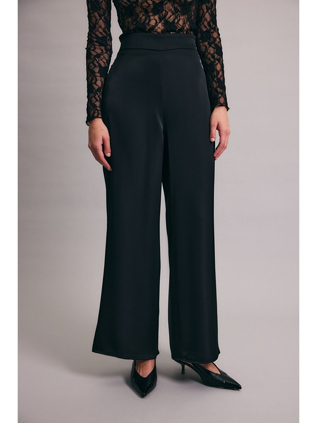 Saten Pantolon - Siyah-5