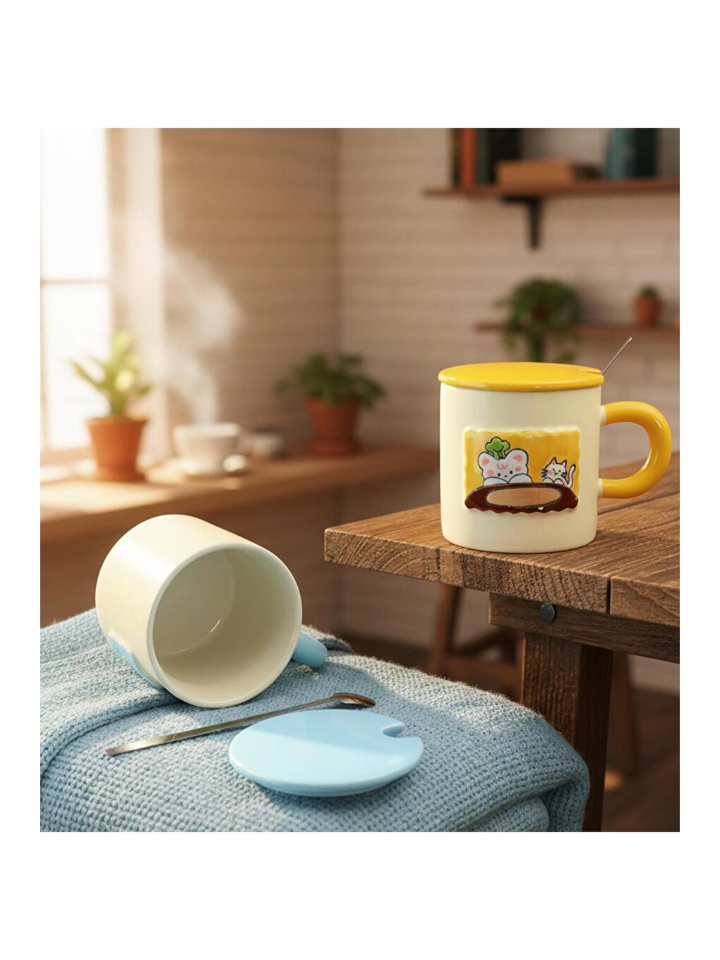 Karışık Minik Kediler Temalı Seramik Kupa-3