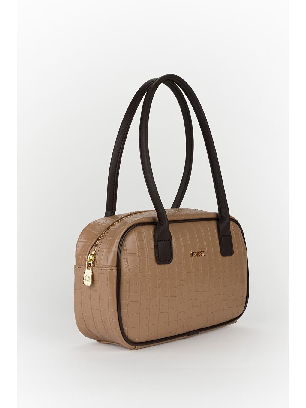 Kahverengi Kadın Croco Desen El ve Omuz Çantası-1