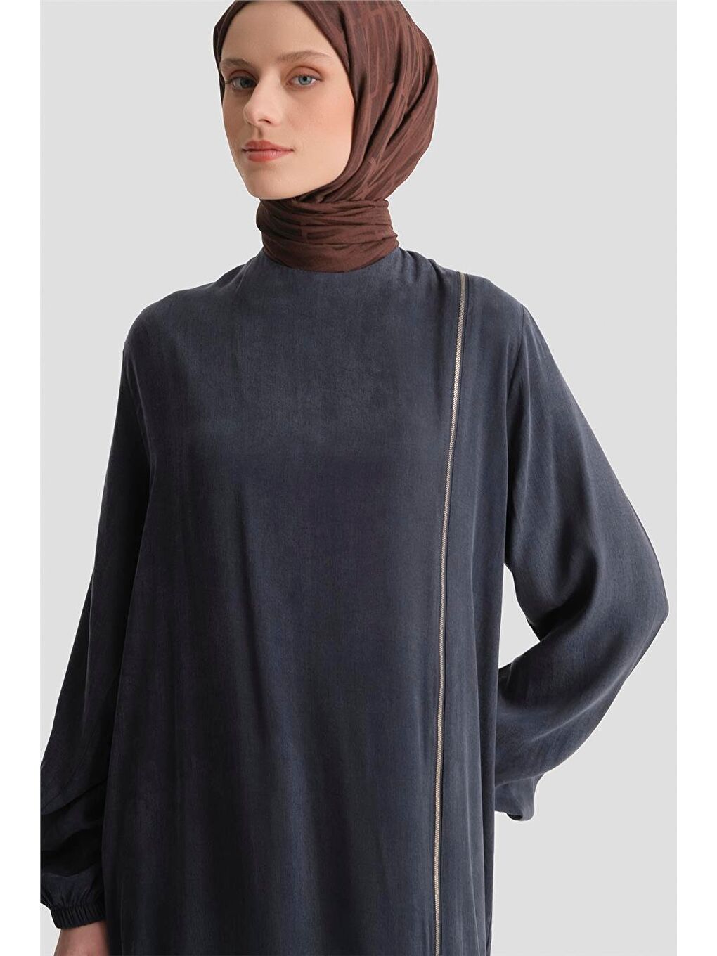 Desen Mixli Kupra Elbise İndigo-2