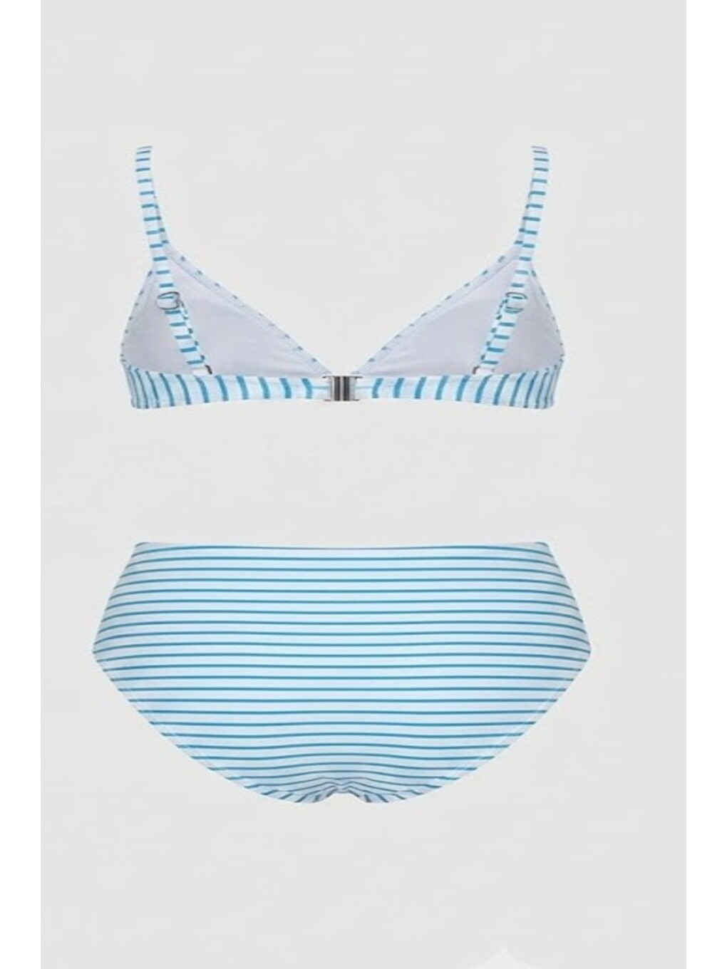 Yüksek Bel Üçgen Bikini Takım 3228 Beyaz/mavi-1