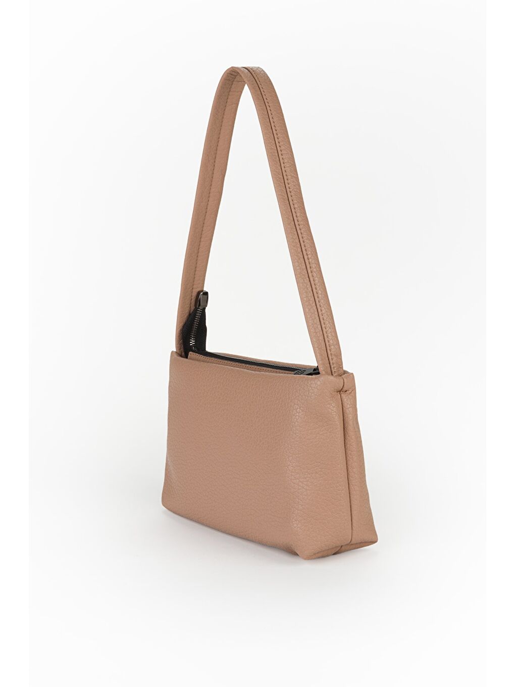 Bej Kadın Yumuşak Deri Baget El ve Omuz Çantası-3