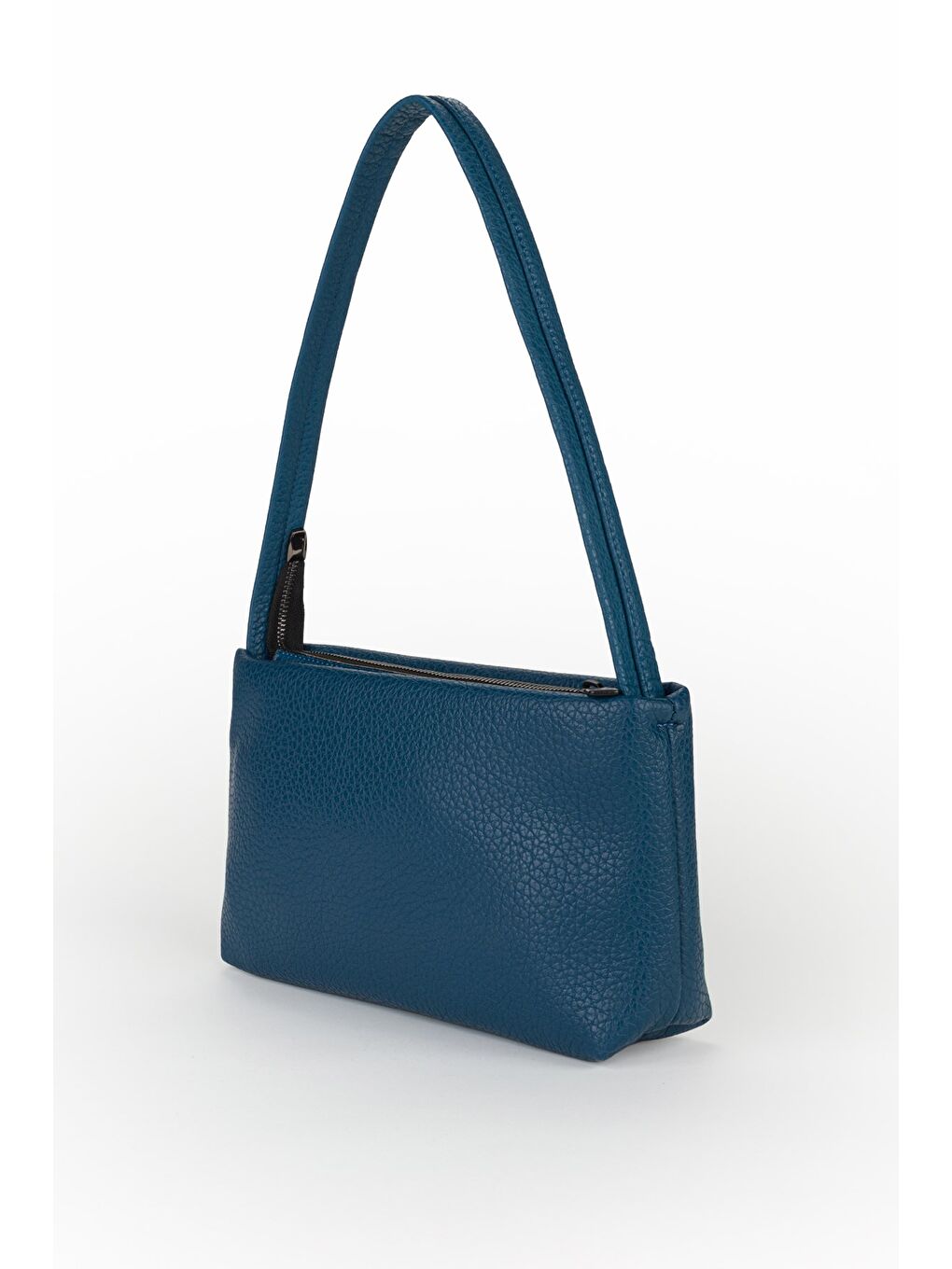 Mavi Kadın Yumuşak Deri Baget El ve Omuz Çantası-3