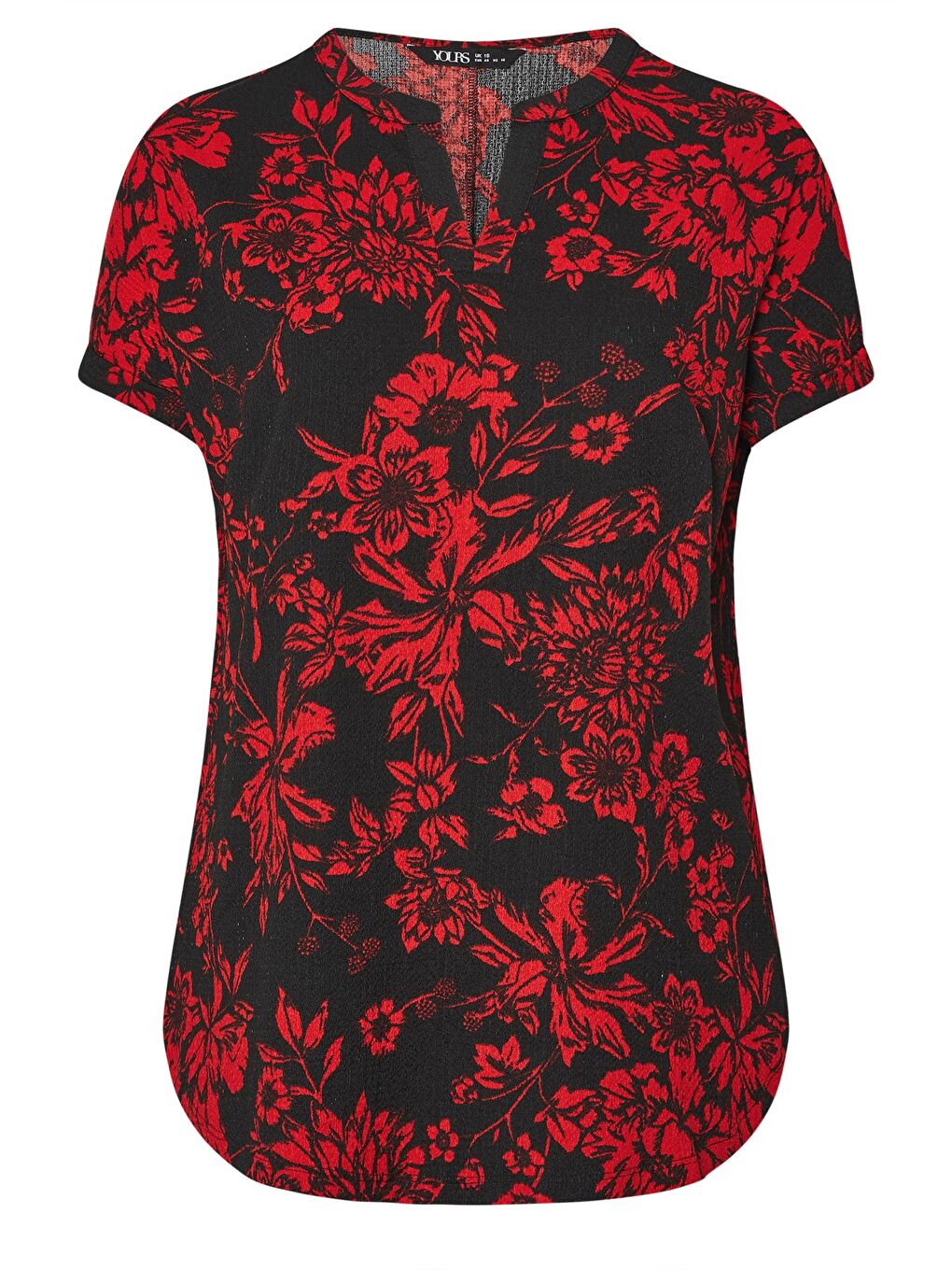 Kırmızı Büyük Beden Kısa Kollu V Yaka Baskılı T-shirt 304204-4