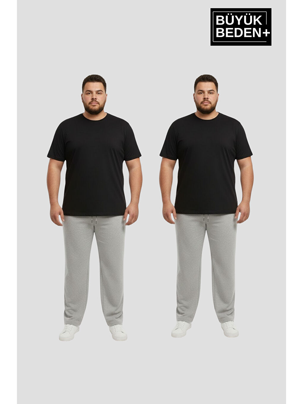 Gri Erkek Büyük Beden Paça Reçme İnce Eşofman Altı 2’li Set – Rahat Kalıp SPR26BEA952+2