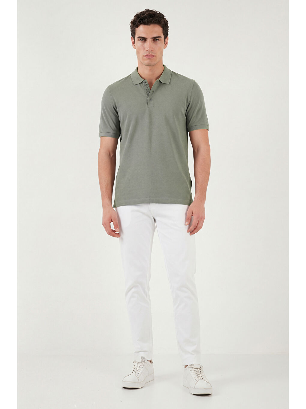 Yeşil % 100 Pamuk Regular Fit Düğmeli Erkek Polo Yaka T Shirt 5902127-1