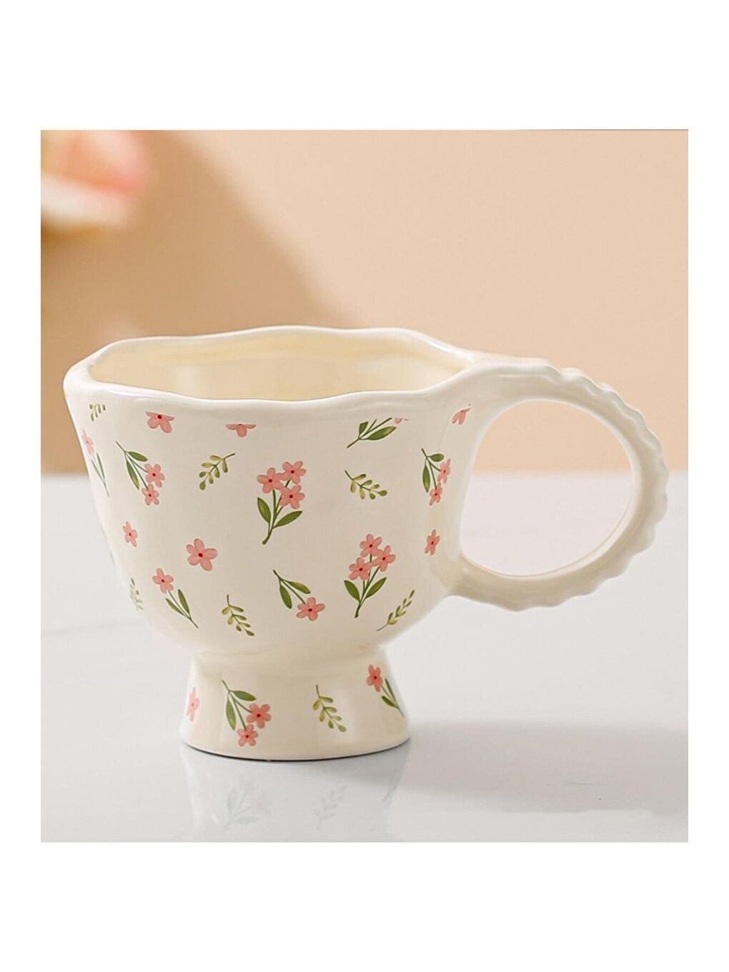 Karışık Kır Çiçeği Temalı Seramik Kupa-1