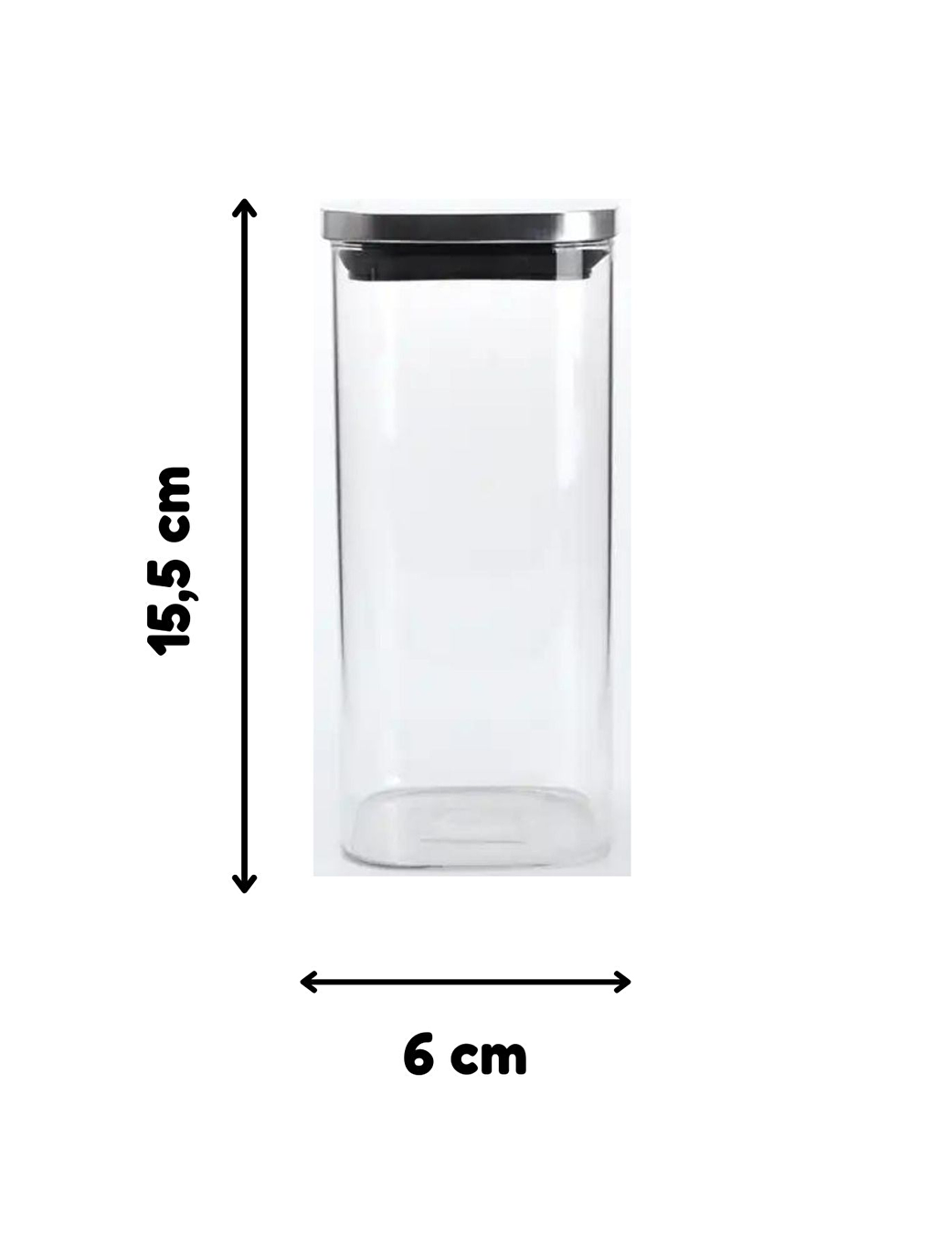 Renksiz Vakum Krom Kapaklı Kare Cam Kavanoz 65x155 cm - 450 ml 12 Adet-1