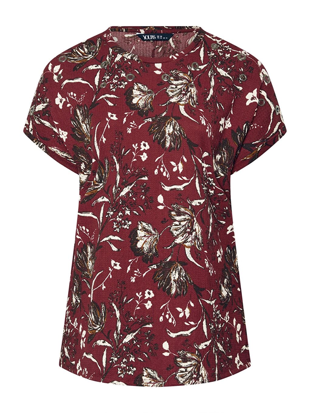 Bordo Büyük Beden Kısa Kollu Bisiklet Yaka Baskılı T-shirt 303841-4