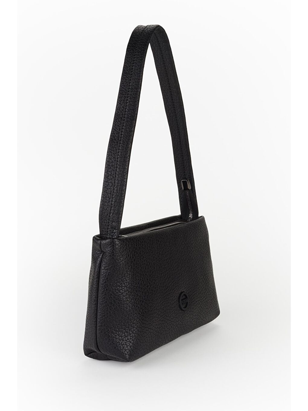 Siyah Kadın Yumuşak Deri Baget El ve Omuz Çantası-1