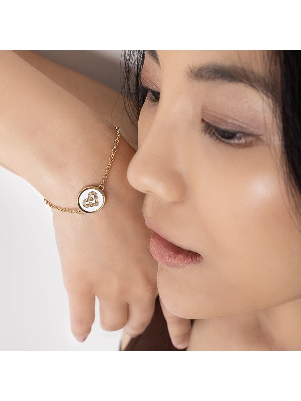 Sarı FJ0207BTU Kalpli Kadın Bileklik-3