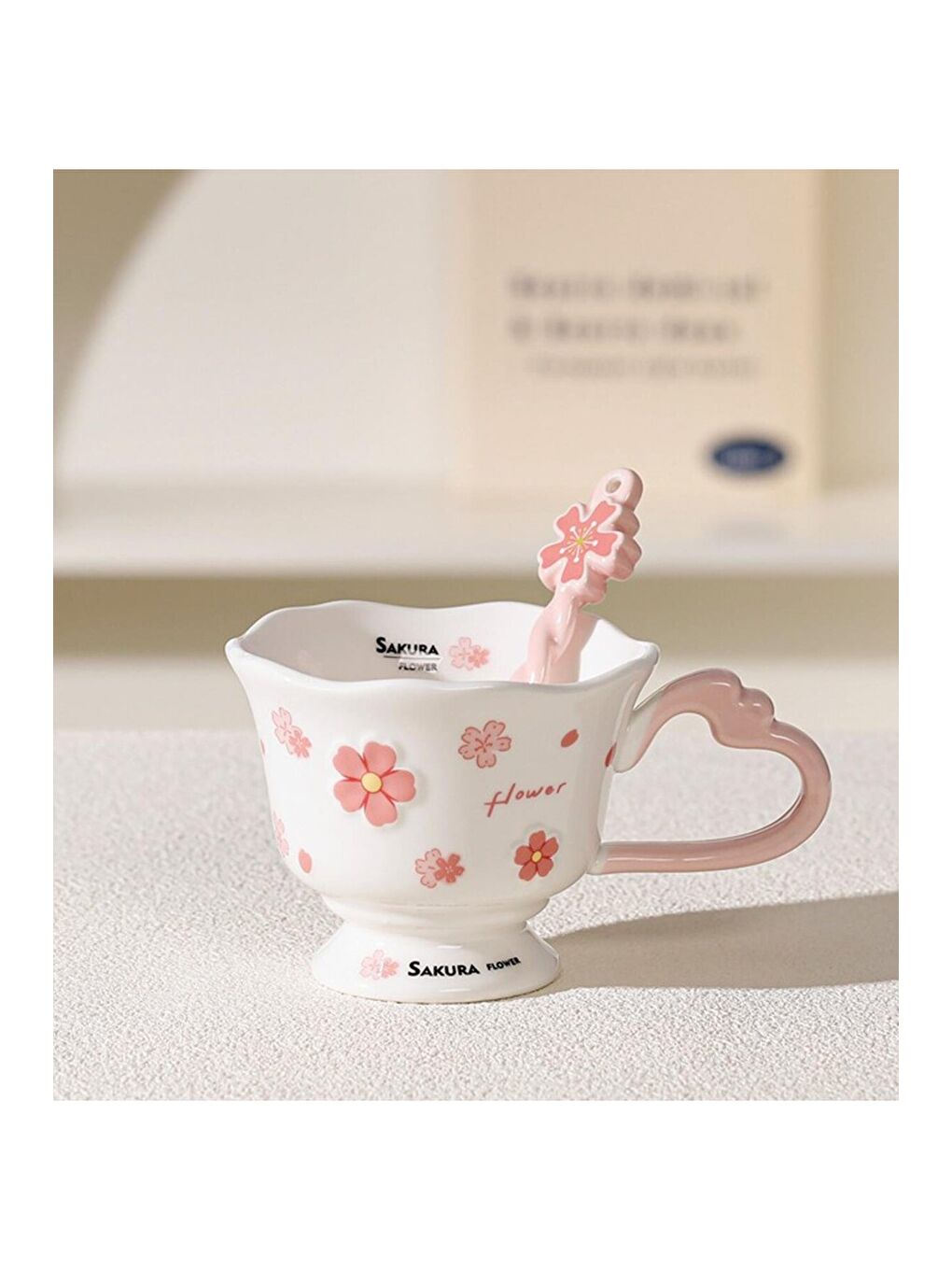 Karışık Sakura Bahçesi Temalı Seramik Kupa-1