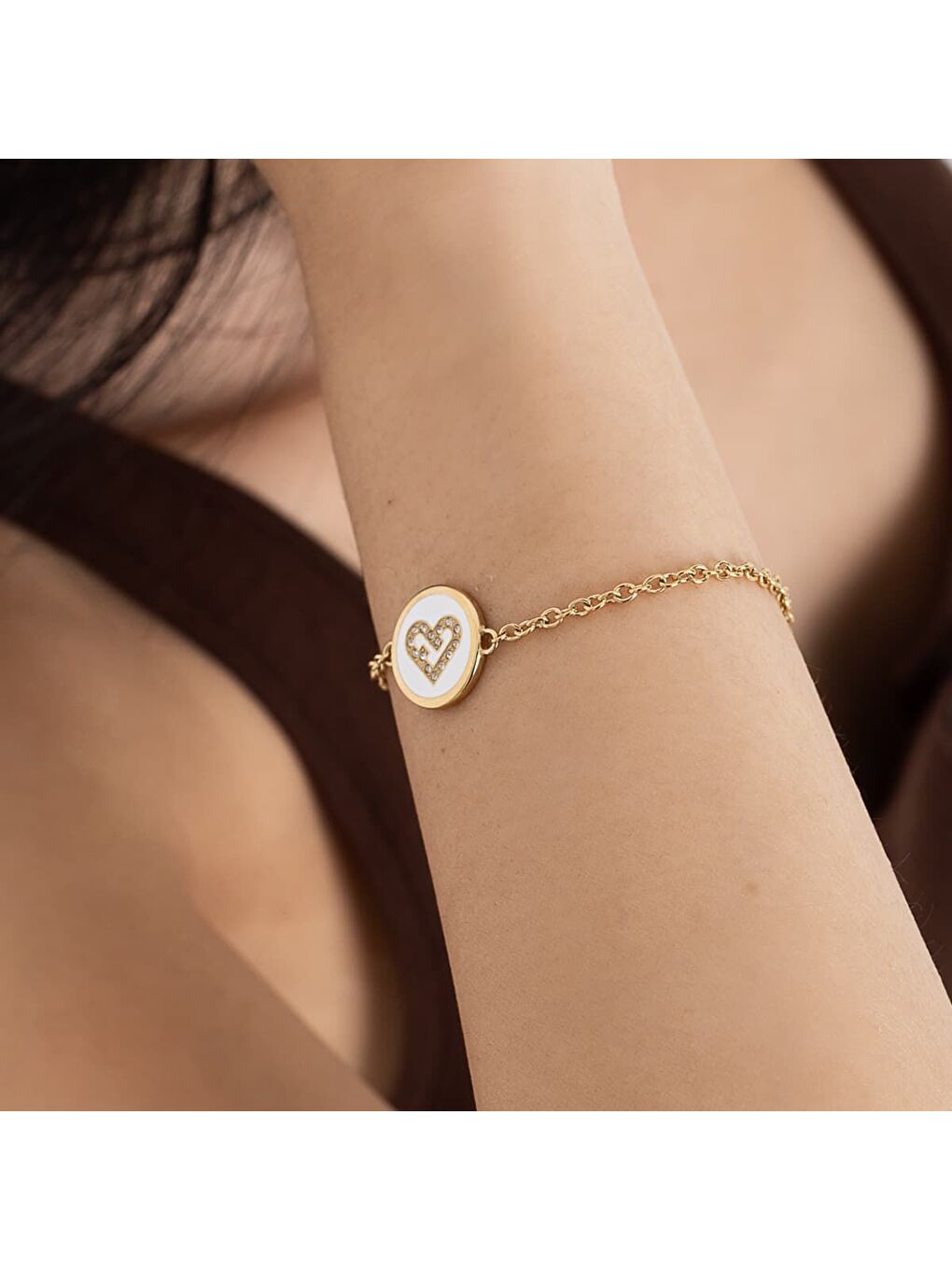 Sarı FJ0207BTU Kalpli Kadın Bileklik-4