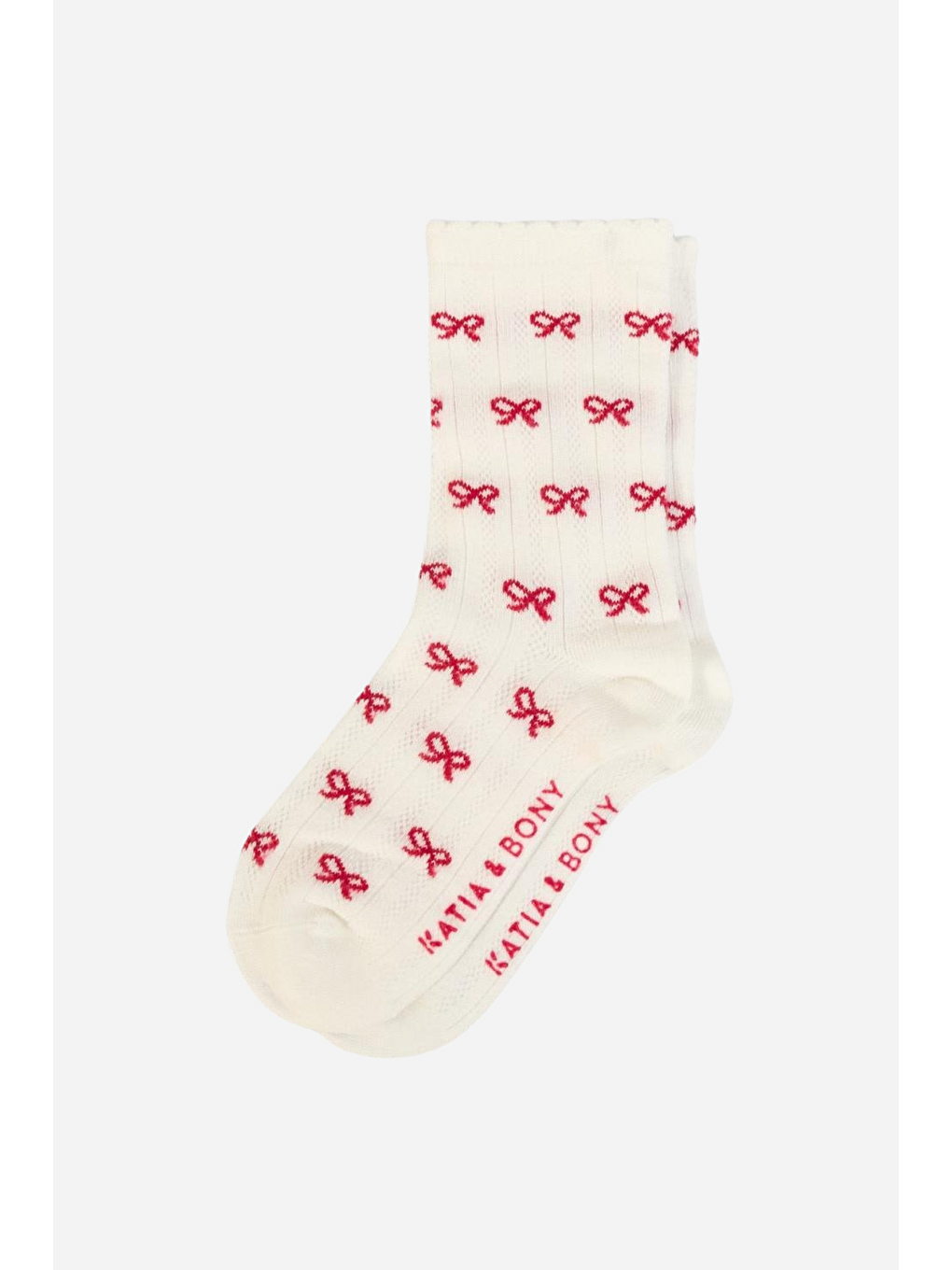 Kız Çocuk Kurdele Desenli Soket Çorap Ekru