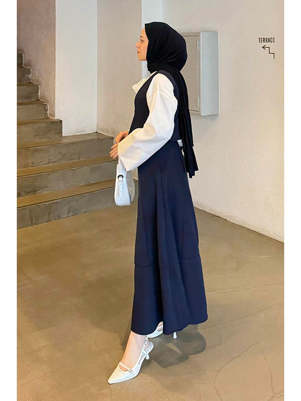 Crop Yelek-Etekli İkili Takım Lacivert-1