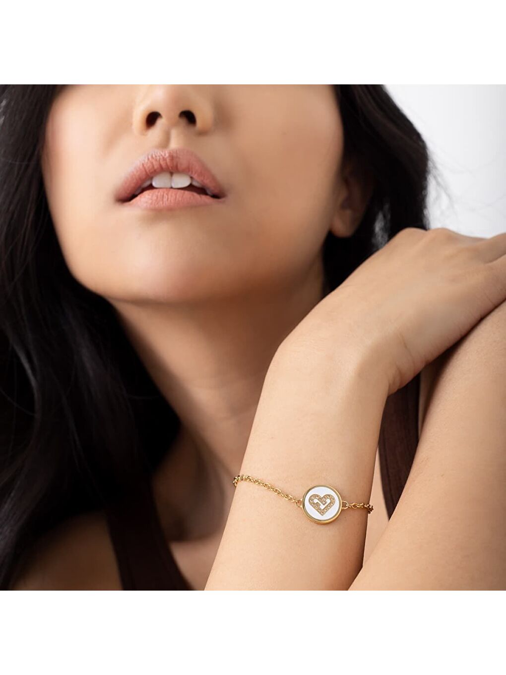 Sarı FJ0207BTU Kalpli Kadın Bileklik-5