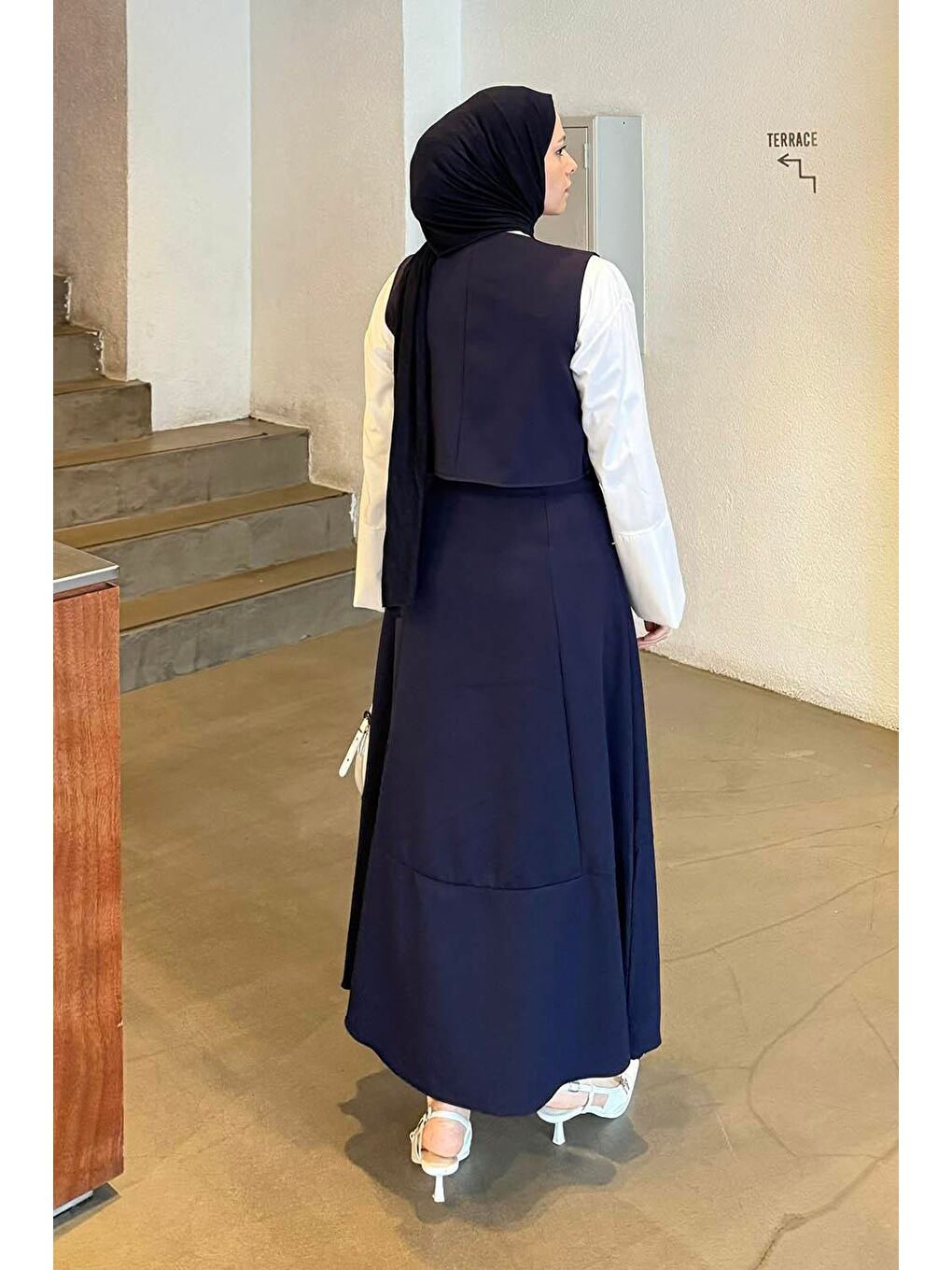 Crop Yelek-Etekli İkili Takım Lacivert-3