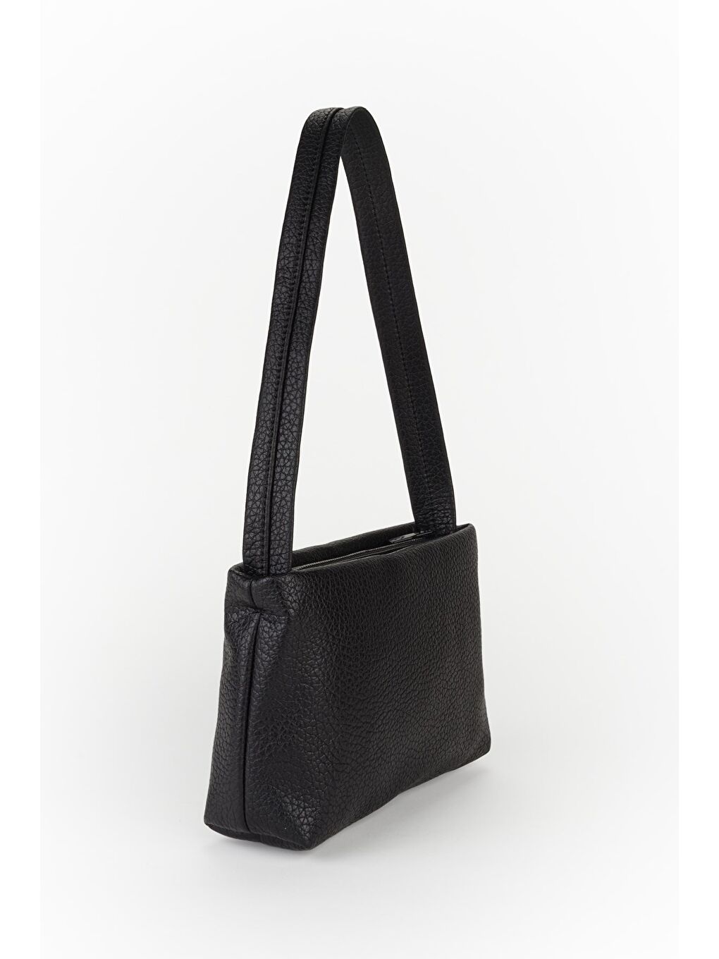 Siyah Kadın Yumuşak Deri Baget El ve Omuz Çantası-3