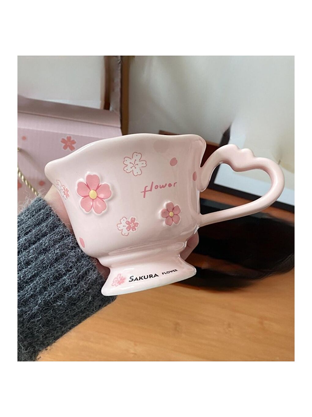 Karışık Sakura Bahçesi Temalı Seramik Kupa-2