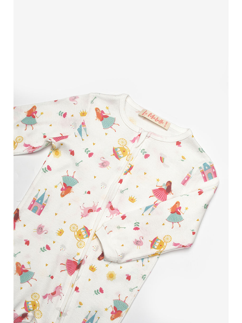 Beyaz Çiçek Desenli Fermuarlı Kız Bebek Tulum - Clara-2