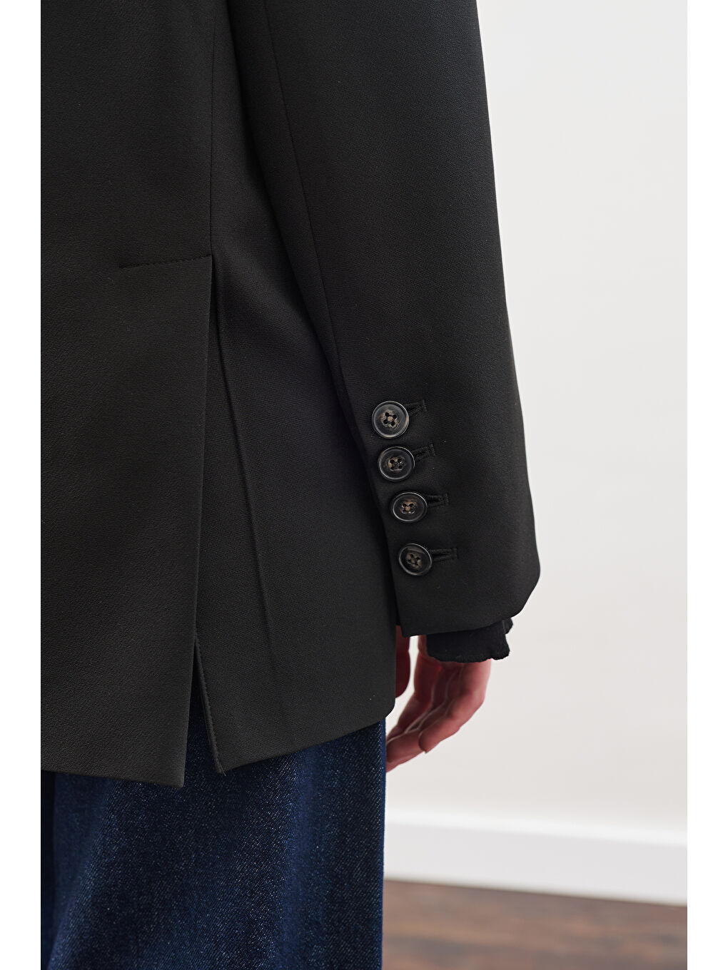 Oversıze Kesim Blazer Ceket Siyah-4