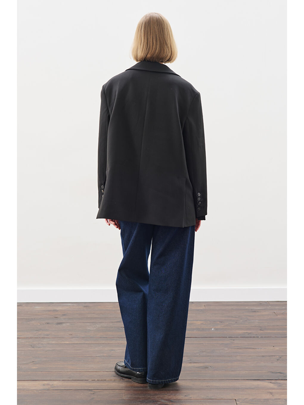 Oversıze Kesim Blazer Ceket Siyah-5