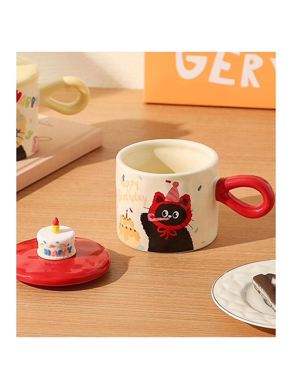 Karışık Doğum Günü Kedi Temalı Seramik Kupa-1
