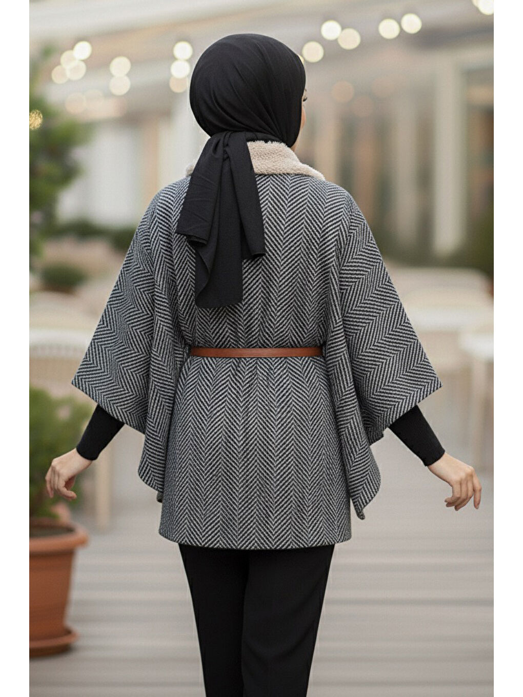 Zikzak Desenli Kemerli Pamço Bej - 27987-BEJ-3