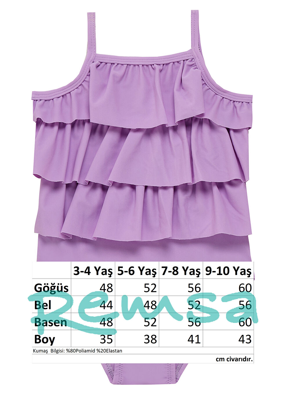 UV Korumalı Askılı Mayo Kız Bebek Yüzücü Mayo 5108 Lila-3