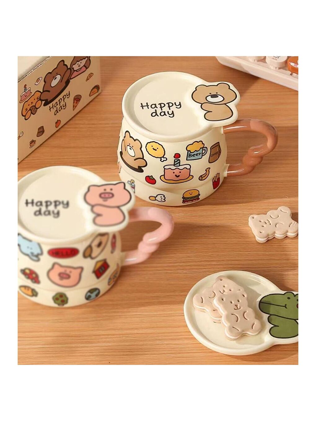 Karışık Hapyy Day Hayvan Temalı Seramik Kupa-3