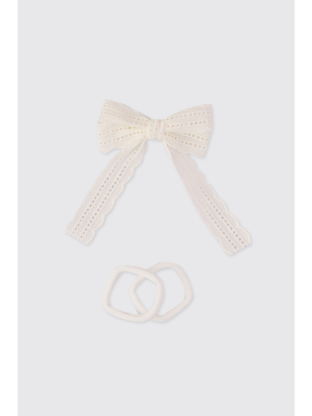 Kız Çocuk Kurdela Detaylı Beyaz Toka Seti