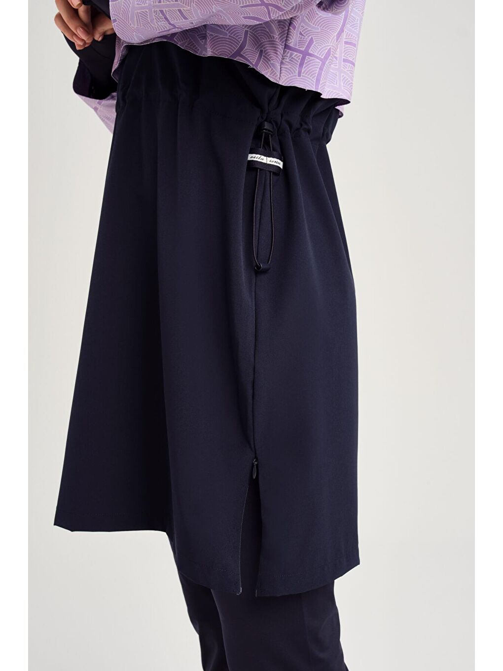 Lila Esila Monogram Desenli Lacivert Tam Tesettür Mayo Üstü 2934-8