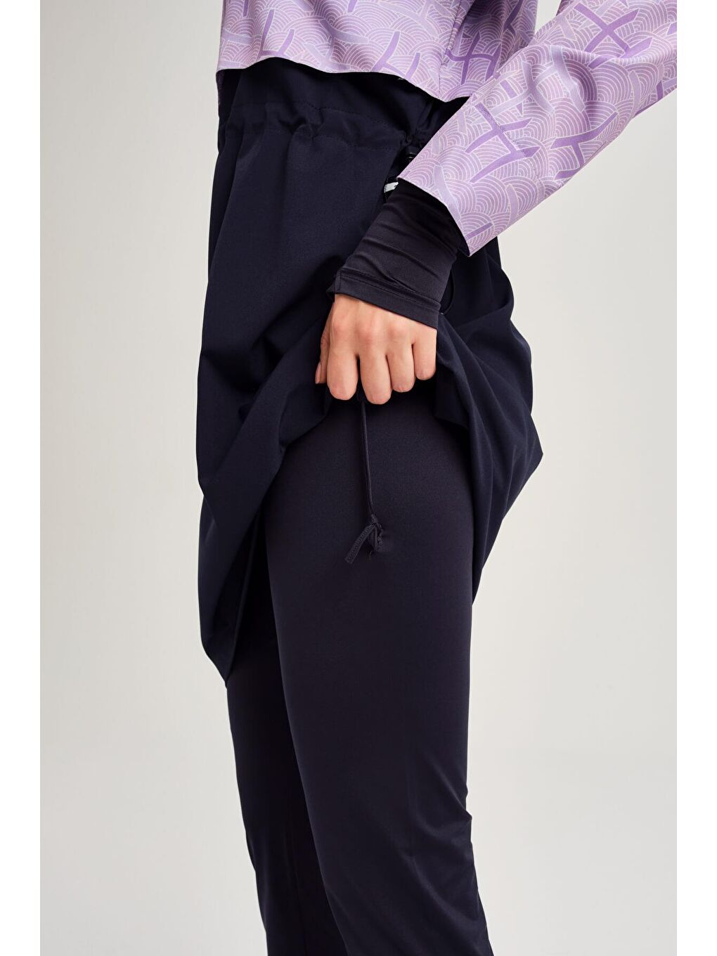 Lila Esila Monogram Desenli Lacivert Tam Tesettür Mayo Üstü 2934-9