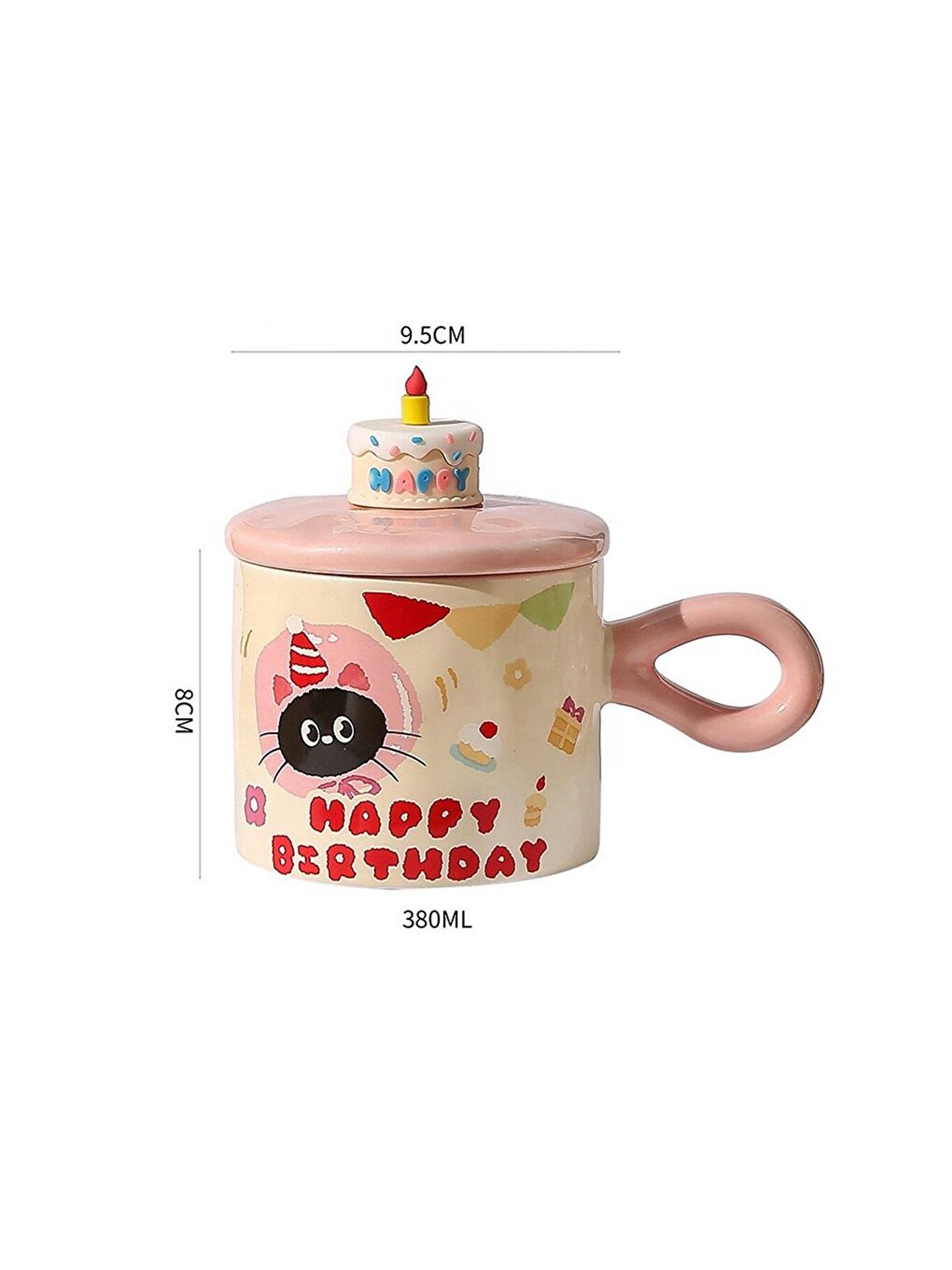 Karışık Doğum Günü Kedi Temalı Seramik Kupa-2