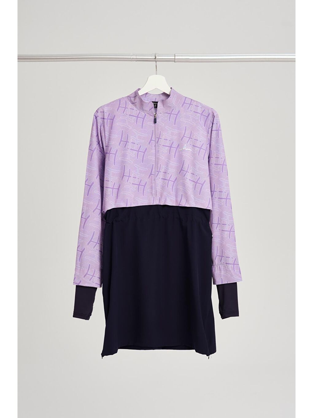 Lila Esila Monogram Desenli Lacivert Tam Tesettür Mayo Üstü 2934-10